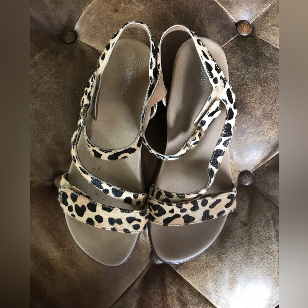 Aetrex Pony Hair Animal Print Sandals Size 38